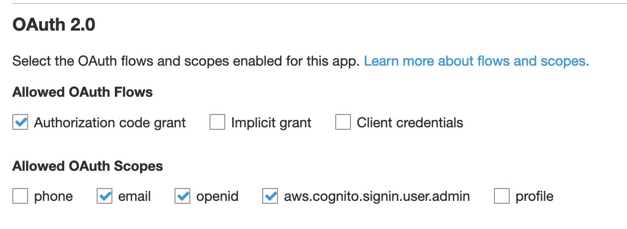 OAuth 2.0 플로우 및 스코프 설정
