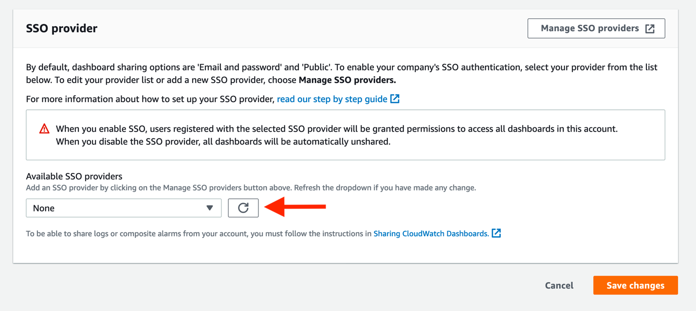 SSO Provider 드롭다운 - Cognito User Pool 선택