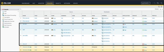 팔로알토 보안 정책 설정